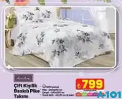 LİLA ÇİFT KİŞİLİK BASKILI PİKE TAKIMI